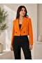 Women's double-breasted cropped jacket - orange