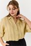 Women's Drawstring Waist Crop Loose Fit Shirt in Fat Green - 3