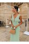 Women's Strappy V-Neck Long Dress Knit Dress - 3