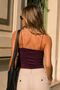 Women's Plum Rope Strap Lined Crop Blouse Arm-22Y055003 - 2