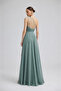 Women's Backless One-Shoulder Draped V-Neck Evening Dress - 5