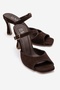 Urael Brown Suede Genuine Leather Women's Heeled Slippers