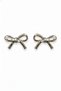 Pair of Bowknot Design Glossy Silver Color Steel Earrings Women's Jewelry Accessory