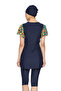 Short Sleeve Lycra Semi-Closed Swimsuit 6272 Dark Navy Blue03 - 3