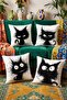 Set of 4 Furry Cats Patterned Throw Pillow Covers - 2