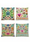 Pastel Flowers Patterned 4-Piece Throw Pillow Cover Set - 4