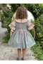 100% Cotton Girl's Nostalgic Period Dress Pink Gingham Ribbon Detailed Birthday Dress + Buckle - 4