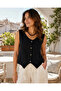 Women's 100% Cotton Muslin V-Neck Buttoned Sleeveless Blouse Summer Shirt - 2