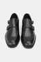 Men's Black Genuine Natural Leather 39-45 Size Eva Sole Double Buckle Loafer Shoes - 4
