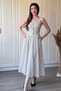 Polka Dot Strappy Flared Midi White Dress