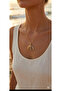 Oyster Model Brown Yellow Striped Gold Women's Necklace