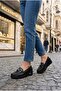 35440 Comfortable Flexible Stone Buckle Detailed Thick Sole Women's Ballerinas - 6