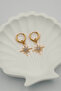 Gold Polar Star Dangle Hoop Earrings