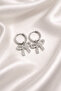 Silver Color Zircon Stone Bow Figure Earrings - 2