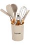 RF12957 7-Piece Silicone Kitchen Utensils Set with Wooden Handles – Heat-Resistant Cooking Tools with Holder, Spatula, Turner, Ladle, Oil Brush, Whisk & Food Tongs - 2