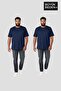 طقم تي شيرت رجالي أساسي برقبة دائرية مقاس كبير مكون من قطعتين 3XL-6XL SPR26BTS510+2