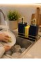 Luxury Lila Color Gold Detail Soap Dispenser, Stylish 2-Piece Soap Dispenser with Soap Holder, Detergent Dispenser and Sponge Holder - 2