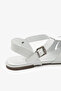 White Genuine Leather Women's Strappy Cage Sandals - 7