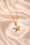 Women's Gold Color Starfish Figured Stone Necklace - 4