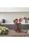 WDT Tool Utensil holder for Kitchen Counter - 5.2" x 5.2" x 6" Large Round with Wooden Base Matte Black Cooking Utensil Holder Utensil Organizer (Metal+Bamboo) - 4