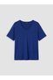 Two Mt Shop Quality Lcw Curve Blue Combed Cotton Plain Standard & Regular Short Sleeve Women's T-Shirt - 5
