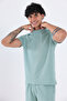 Waffle Textured Embroidery Logo Detailed Oversize Men's T-Shirt - 5