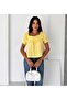 Women's Brode Embroidered Gipe Detailed Carmen Collar Loose Gathered Sleeve Summer Blouse - 5