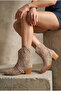Mink Straw Weave Lace Detailed Women's Cowboy Boots Summer Shoes - 4