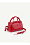 Patterned Red Patent Leather Shk184 Faux Leather, Single Compartment with Zipper, Strap, Hand, Arm and Shoulder Bag - 4