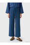 Trendlucky Textured Muslin Women's Trousers with Elastic Waist and Contrast - 2