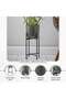 Parsley Metal Textured Planter With Stand 19x19x45cm - Black - 5