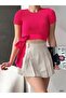 Fuchsia Side-Tie Ribbed Crop Knitwear Blouse Tr0291