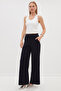Elastic Waist Palazzo Fabric Trousers - 2
