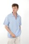 Linen Look 100% Cotton Comfortable Fit Drop Shoulder Zipper Closure Men's Polo Collar T-Shirt - 3