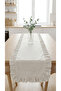 100% Cotton Glittery White Snowflake Patterned Ruffle Runner 40X150 - 2