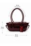 Croco Berlin Baguette Women's Shoulder Bag with Knot Detail on the Edges and Flap, Burgundy - 5