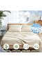 3 Piece 60% Rayon Derived from Bamboo 40% Polyester Cooling Twin Bedding Sheet Set, Natural Beige - 3