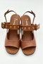 Heeled Shoes with Troc Belt Detail Women's Sandals Brown - 7
