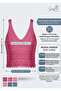 Women's Openwork Strappy V-Neck Knitwear Crop Bustier Blouse - 5