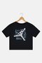 Kids Girl Sportswear Fit Short Sleeve Brand Logo Outdoor T-shirt, Black - 2