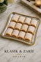 4-Piece Spike Patterned Tray - Stainless Steel Coffee and Catering Serving Presentation Tray with Gold Frame - 2