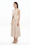 Double-Breasted Collar Belted Vest and Skirt Set - 4
