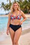 Women's Black Red White Lined Plus Size Bikini Set Hzl26S-Lc3340