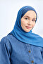 Elegant Harmony Frame Pattern Shawl - Petrol Blue