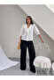 Women's White Ruffle Collar Detailed Scallop Shirt Qs6301 - 4