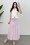 Women's Lilac Mini Leopard A-Line Half Lining Detailed Lace Maxi Skirt - 3