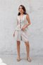 Women's Beige Button Detailed Vest Bermuda Shorts Two-Piece Summer Linen Set Nbnp034 - 4