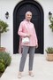 Asymmetrical Embroidered Buttoned Tulle Voile Tunic -Pink - 3