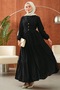 Black Vest Detailed Layered Skirt Dress - 4
