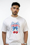 America Cherries Design Printed Oversize White T-Shirt